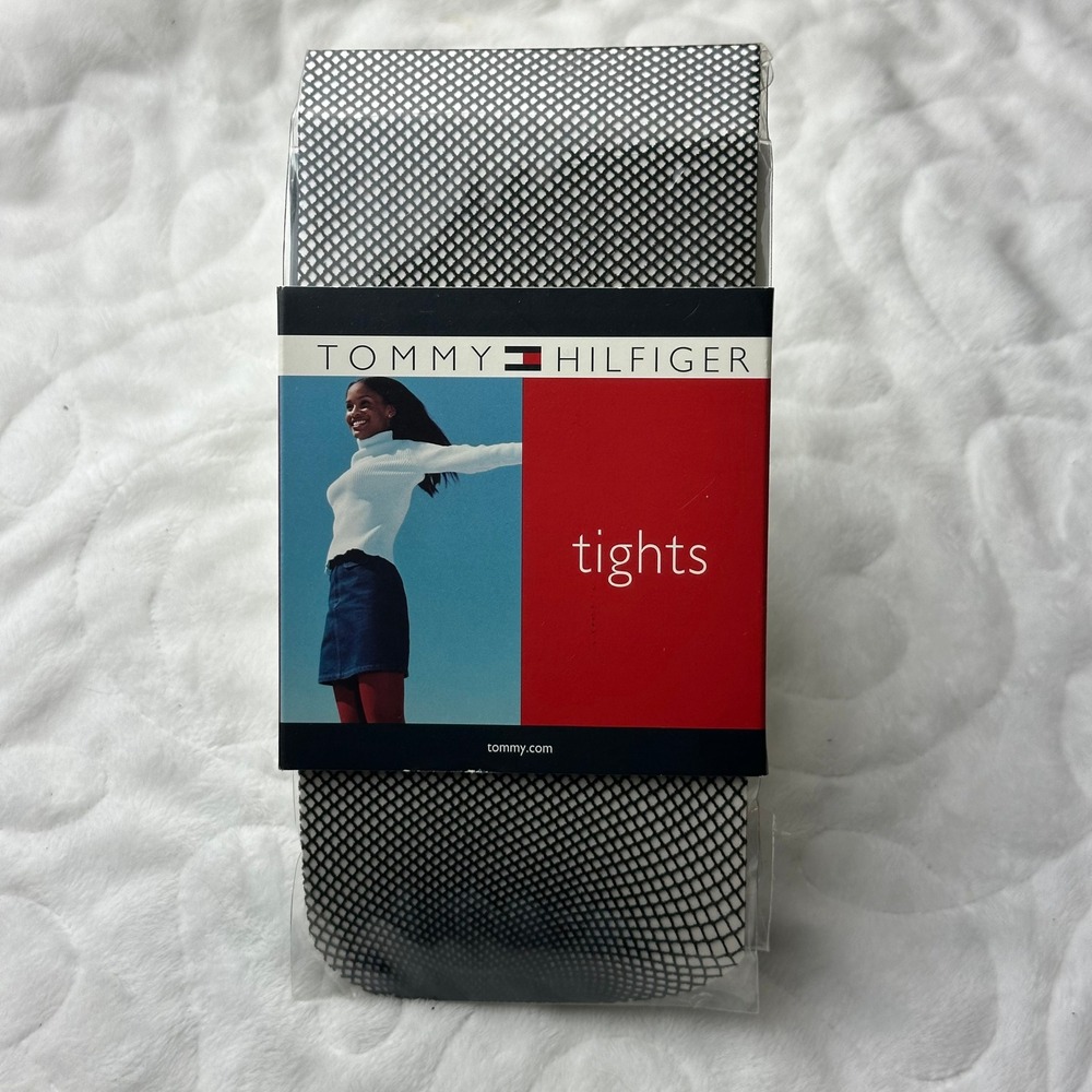 Tommy Hilfiger Black Fishnet Tights S/M Made in Italy New‎ Sealed Hosiery